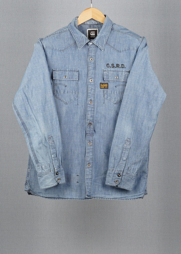 G-Star Blue vintage denim shirt in size L for Unisex, Men's, Women's