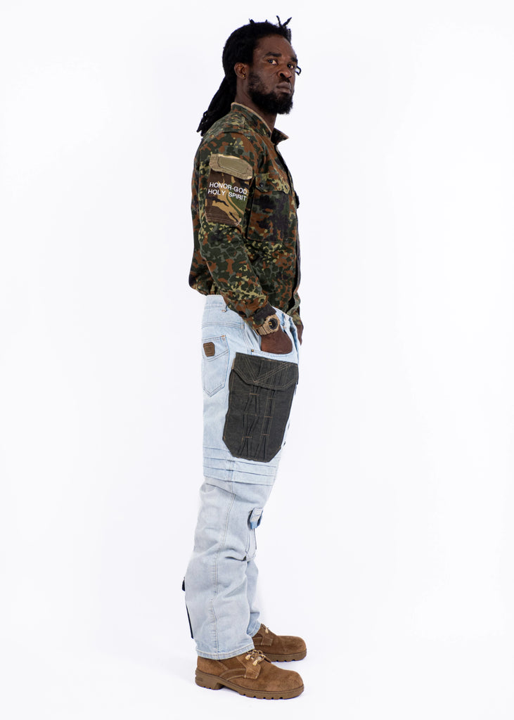 Upcycled Camouflage Top And Jeans by Creator